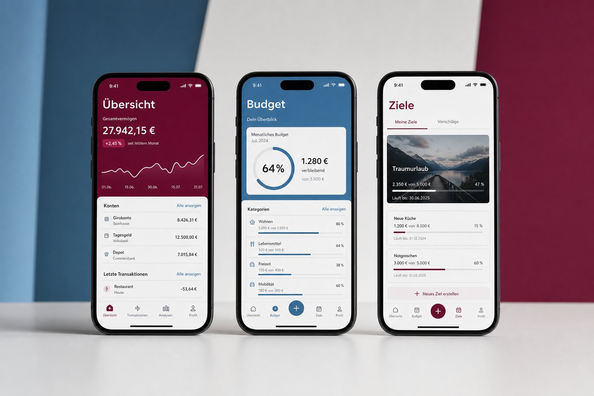 Drei Smartphones im Vergleich mit verschiedenen Casino-App-Oberflächen